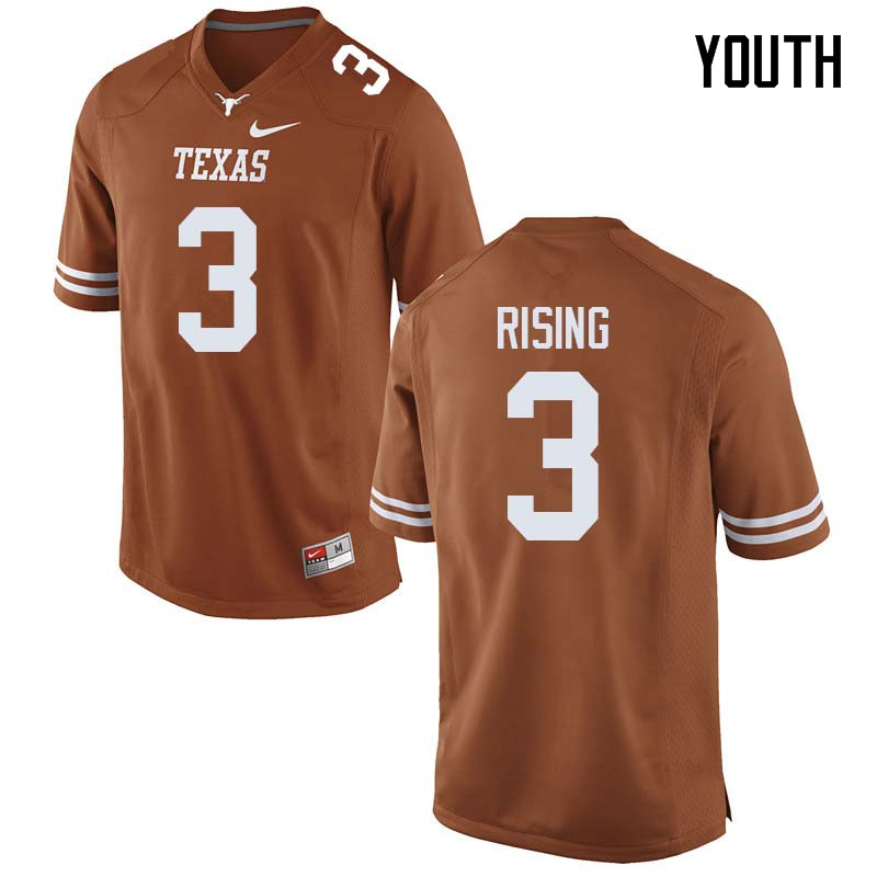 Youth #3 Cameron Rising Texas Longhorns College Football Jerseys Sale-Orange